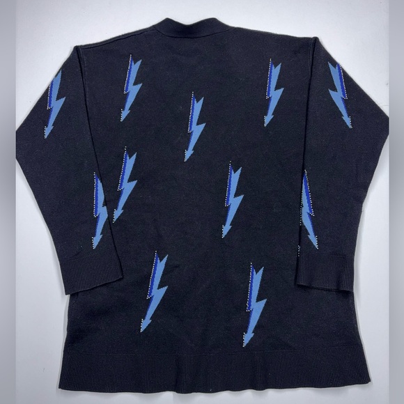 Sandro Paris Lightning Beaded Cardigan Black Blue CashmereBlend OpenFrontsweater - Picture 6 of 16